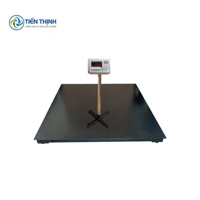 Cân điện tử bàn cân lớn, mặt đen, dùng trong công nghiệp.