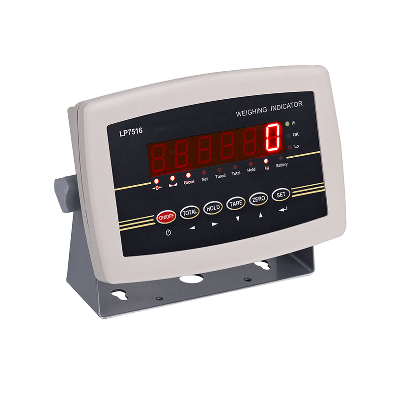 Màn hình cân điện tử hiển thị số màu đỏ trên nền đen.