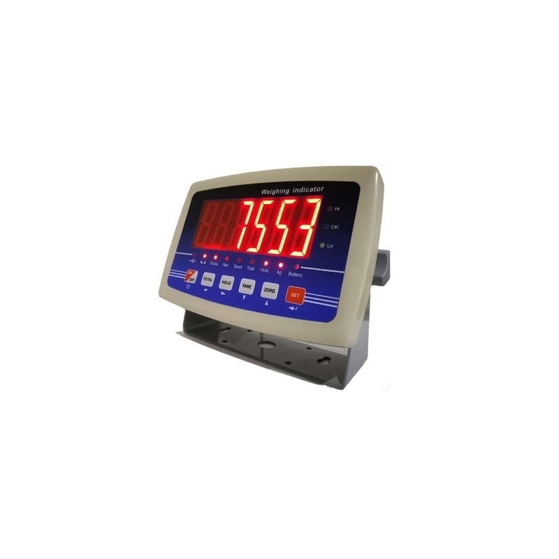 Đồng hồ hiển thị số kỹ thuật số màu đỏ trên nền xám.