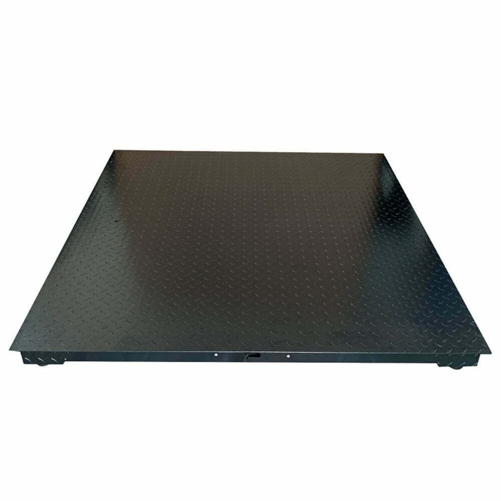 Cân điện tử nền vuông màu đen, bề mặt có gân chống trượt.