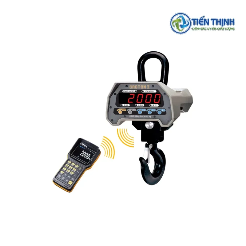 Cân treo điện tử không dây với màn hình hiển thị số rõ ràng.