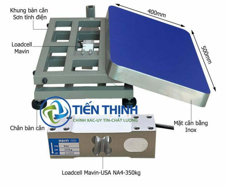 Cân điện tử công nghiệp với mặt bàn cân inox và loadcell chất lượng cao.