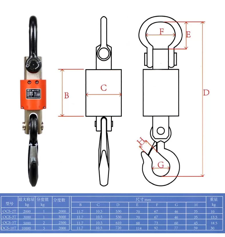 Hình ảnh một thiết bị nâng hàng, có chú thích kích thước và thông số kỹ thuật.