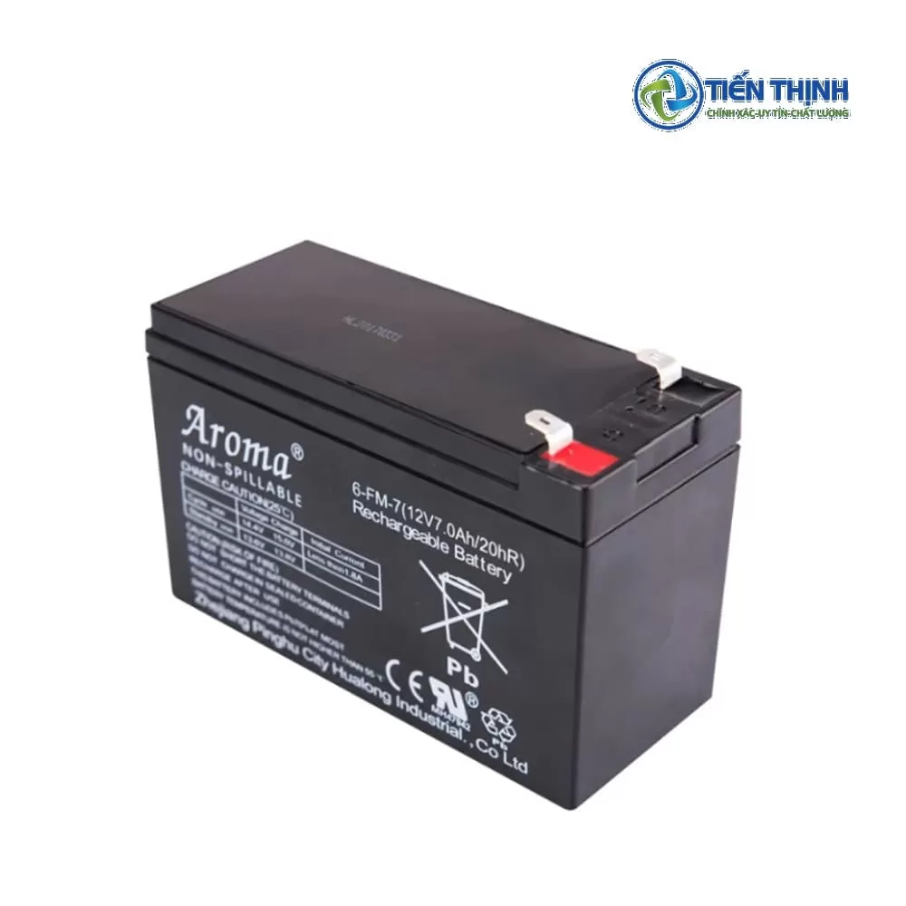 Bình ắc quy Aroma đen, vuông vức, dùng cho nhiều thiết bị điện.