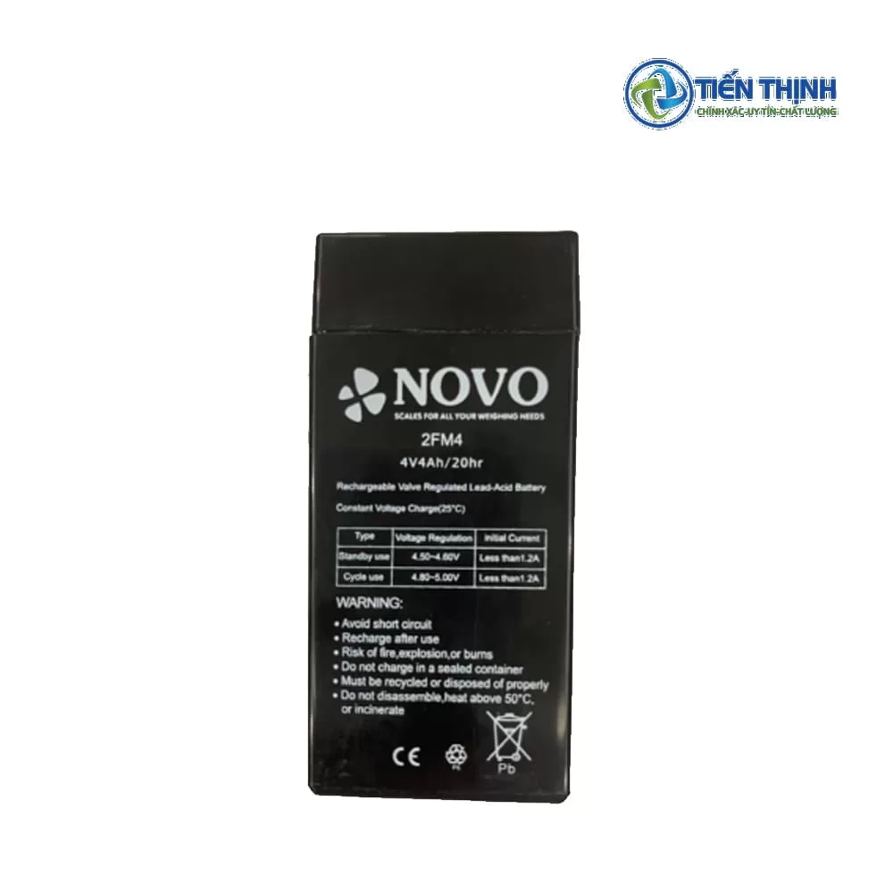 Pin Novo 2FM4 4V 4.5Ah màu đen, thông số kỹ thuật in trên thân.
