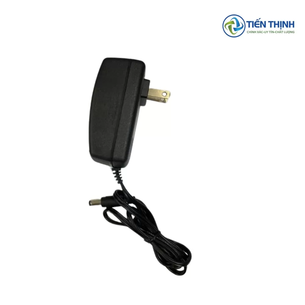 Bộ sạc điện màu đen đơn giản, có phích cắm và dây nguồn.