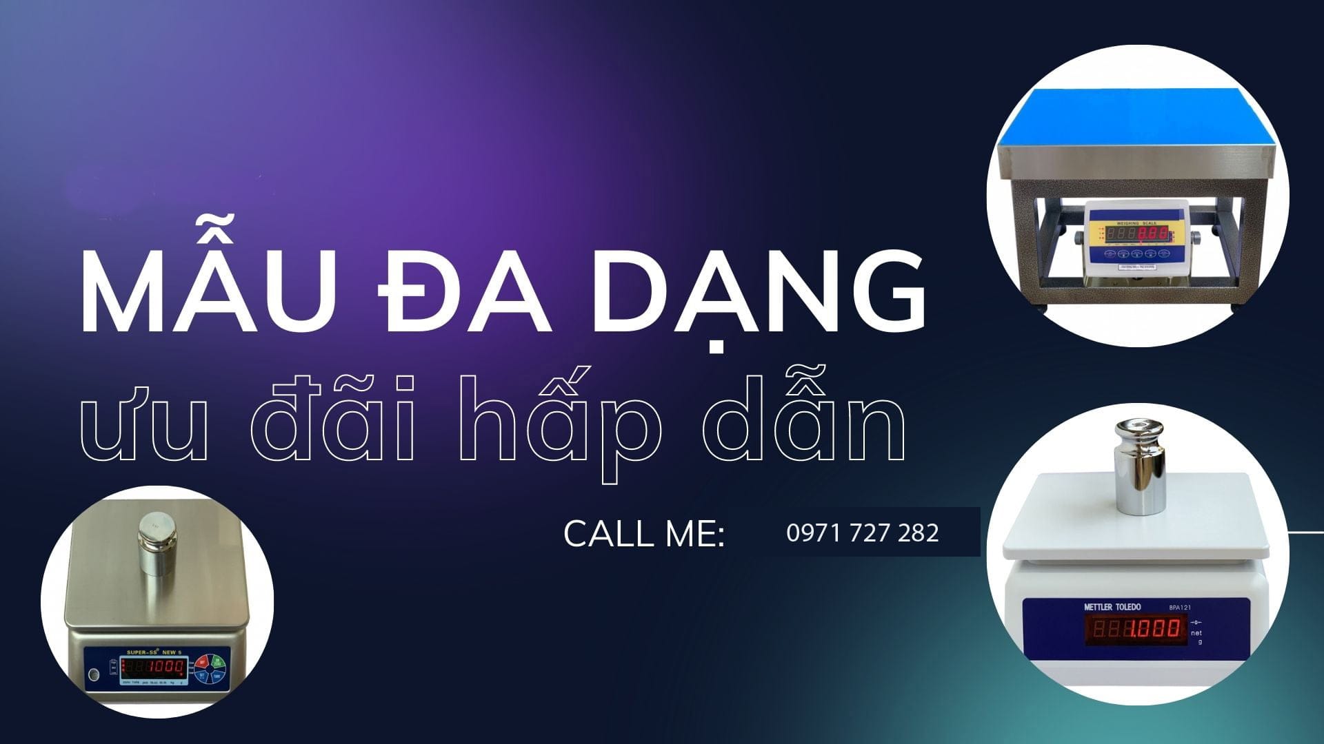 Quảng cáo đá năng lượng với thiết kế hiện đại, màu tím chủ đạo.