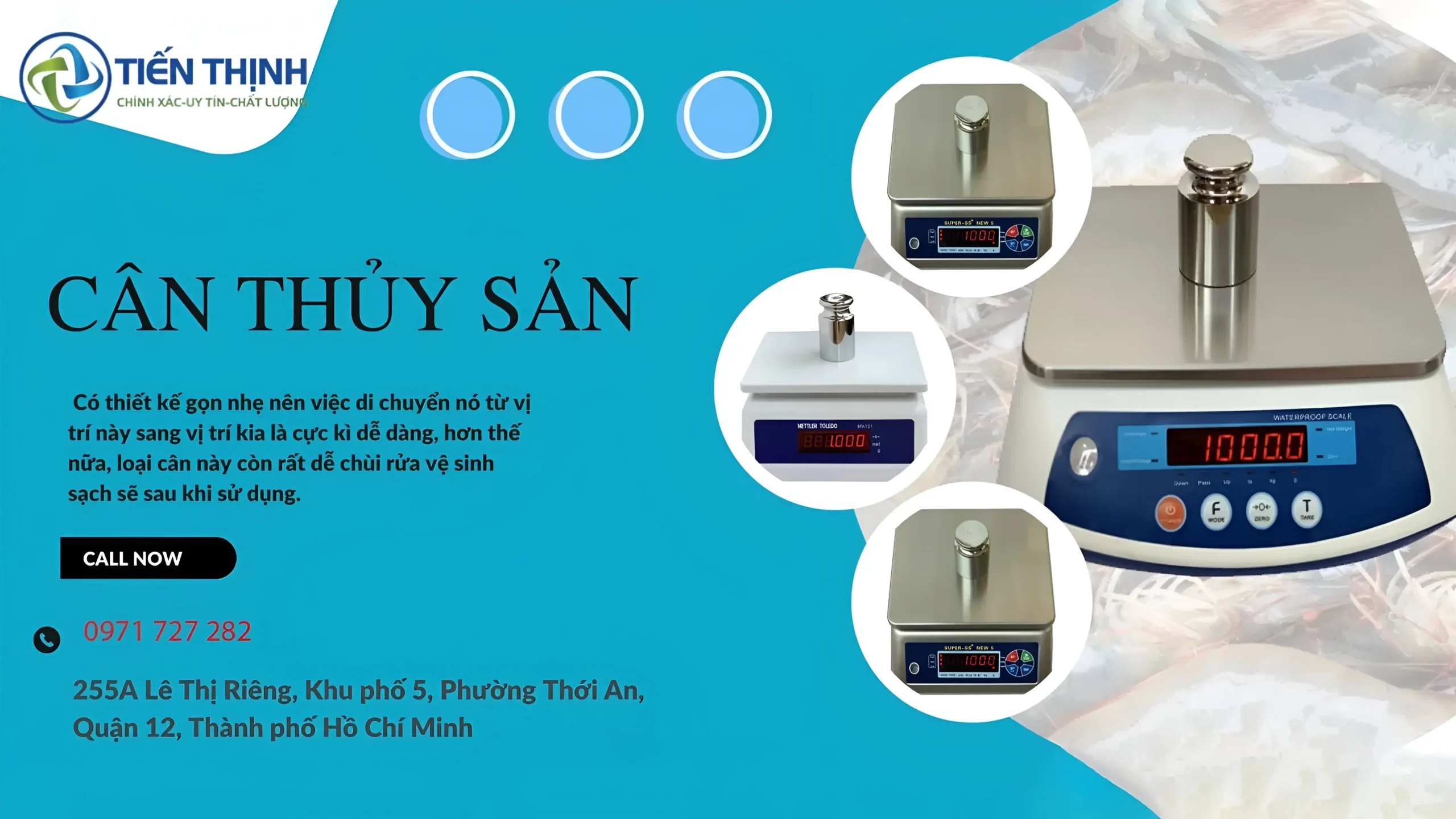 Cân thủy sản điện tử Tiến Thịnh với thiết kế gọn nhẹ, dễ dàng vệ sinh.